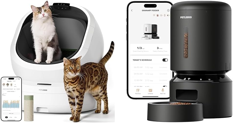 PETLIBRO Luma Automatic Cat Litter Box AI-Camera Waste Analysis Auto Odor-Control Self Cleaning with Automatic Cat Feeder, 5G WiFi Dog Food Dispenser