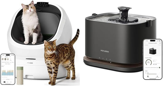 PETLIBRO Upgrade Luma Automatic Cat Litter Box + Upgrade Cordless Cat Water Fountain, AI Camera Waste Analysis, Triple Safety Protection Self Cleaning Litter Box, Odor Control in-App Usage Tracking