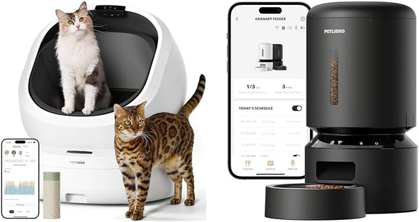 PETLIBRO Luma Automatic Cat Litter Box AI-Camera Waste Analysis Auto Odor-Control Self Cleaning with Automatic Cat Feeder, 5G WiFi Dog Food Dispenser