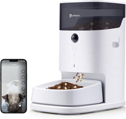 PF2 2.4G Healthy Automatic Cat feeder, 3.5L Automatic Dog Feeder with Video and Voice Call, APP data monitoring, Ceramic Bowl, Customized Timed Feeding,Freshness Preservation,Easy Removal for Cleaning
