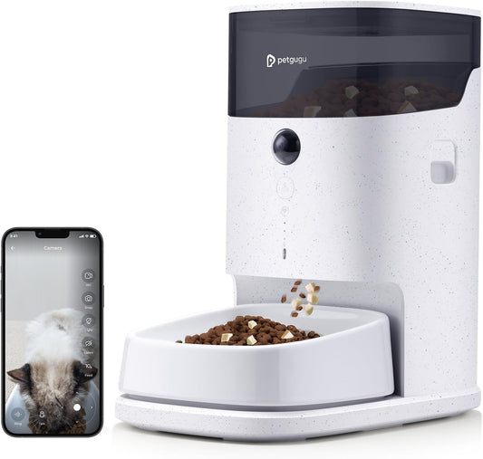 PF2 2.4G Healthy Automatic Cat feeder, 3.5L Automatic Dog Feeder with Video and Voice Call, APP data monitoring, Ceramic Bowl, Customized Timed Feeding,Freshness Preservation,Easy Removal for Cleaning