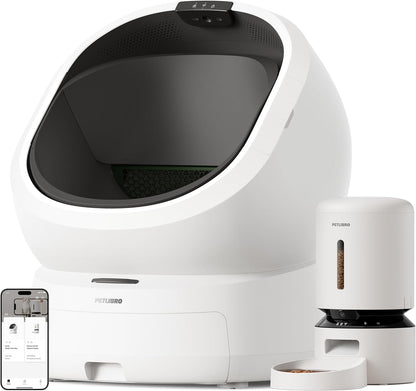 PETLIBRO Upgrade Luma Automatic Cat Litter Box + Automatic Cat Feeder with Camera, AI Camera Waste Analysis, Triple Safety Protection Self Cleaning Litter Box, Odor Control in-App Usage Tracking