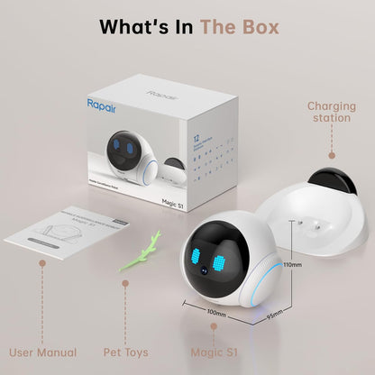 2026 Upgraded Pet Camera Movable 1080P, 2-Way Audio Cat/Dog Camera Robot, Night Vision, Battery-Operated, Auto-Recharge Smart Cam with App Control, Motion Detection, Support Cloud & SD Card Storage