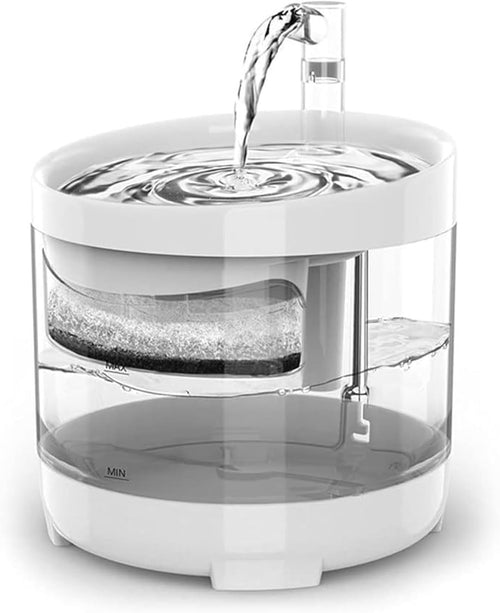 1.5L Automatic Cat Water Fountain with 2 Filters, Quiet Low Consumption Pump, Visible Water Tank & Emergency Storage for Cats and Dogs