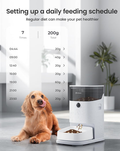 PF2 2.4G Healthy Automatic Cat feeder, 3.5L Automatic Dog Feeder with Video and Voice Call, APP data monitoring, Ceramic Bowl, Customized Timed Feeding,Freshness Preservation,Easy Removal for Cleaning