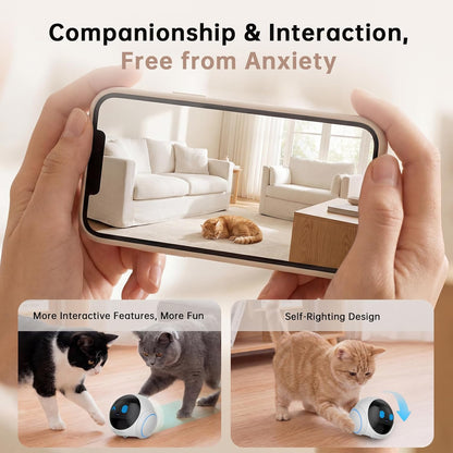 2026 Upgraded Pet Camera Movable 1080P, 2-Way Audio Cat/Dog Camera Robot, Night Vision, Battery-Operated, Auto-Recharge Smart Cam with App Control, Motion Detection, Support Cloud & SD Card Storage