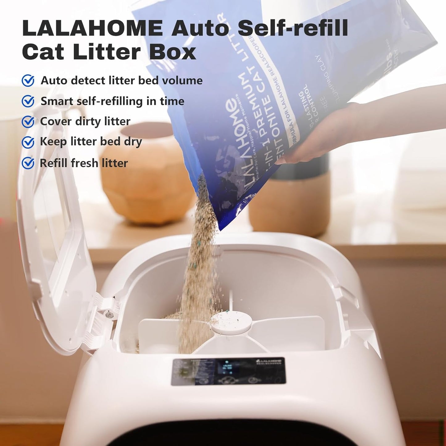 Self Cleaning Litter Box Auto Refill, Automatic Robot Litter Box for Multiple Cats, Ultra-Safe Scooping/Odor Control System/6 x Safety Sensor/5G App, Anti-Leakage 80L Kitty Box Waste Disposal