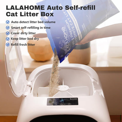 Self Cleaning Litter Box Auto Refill, Automatic Robot Litter Box for Multiple Cats, Ultra-Safe Scooping/Odor Control System/6 x Safety Sensor/5G App, Anti-Leakage 80L Kitty Box Waste Disposal