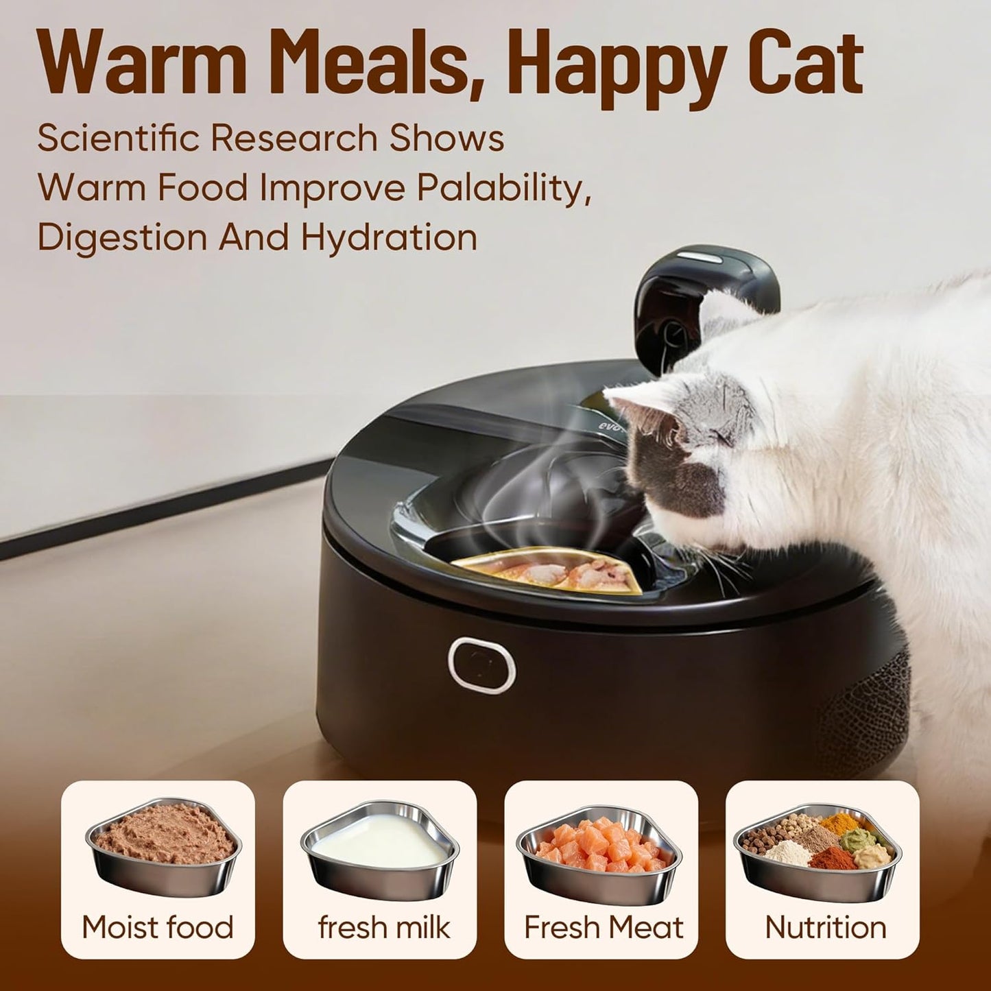 Wet Food Automatic Cat Feeder with Camera, Semiconductor Cooling & Heating with Stainless Steel Bowl, APP Control with Camera & Meal Call, 5 Fresh Meals Pet Food Dispenser (Black)