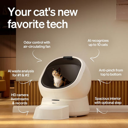 PETLIBRO Upgrade Luma Automatic Cat Litter Box + Automatic Cat Feeder with Camera, AI Camera Waste Analysis, Triple Safety Protection Self Cleaning Litter Box, Odor Control in-App Usage Tracking