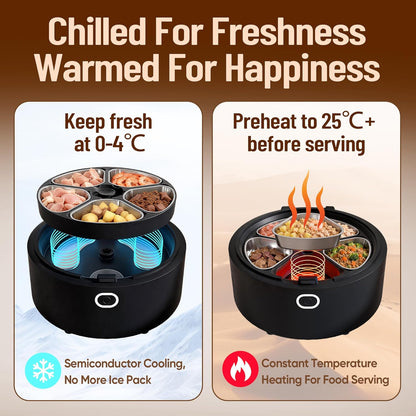 Wet Food Automatic Cat Feeder with Camera, Semiconductor Cooling & Heating with Stainless Steel Bowl, APP Control with Camera & Meal Call, 5 Fresh Meals Pet Food Dispenser (Black)