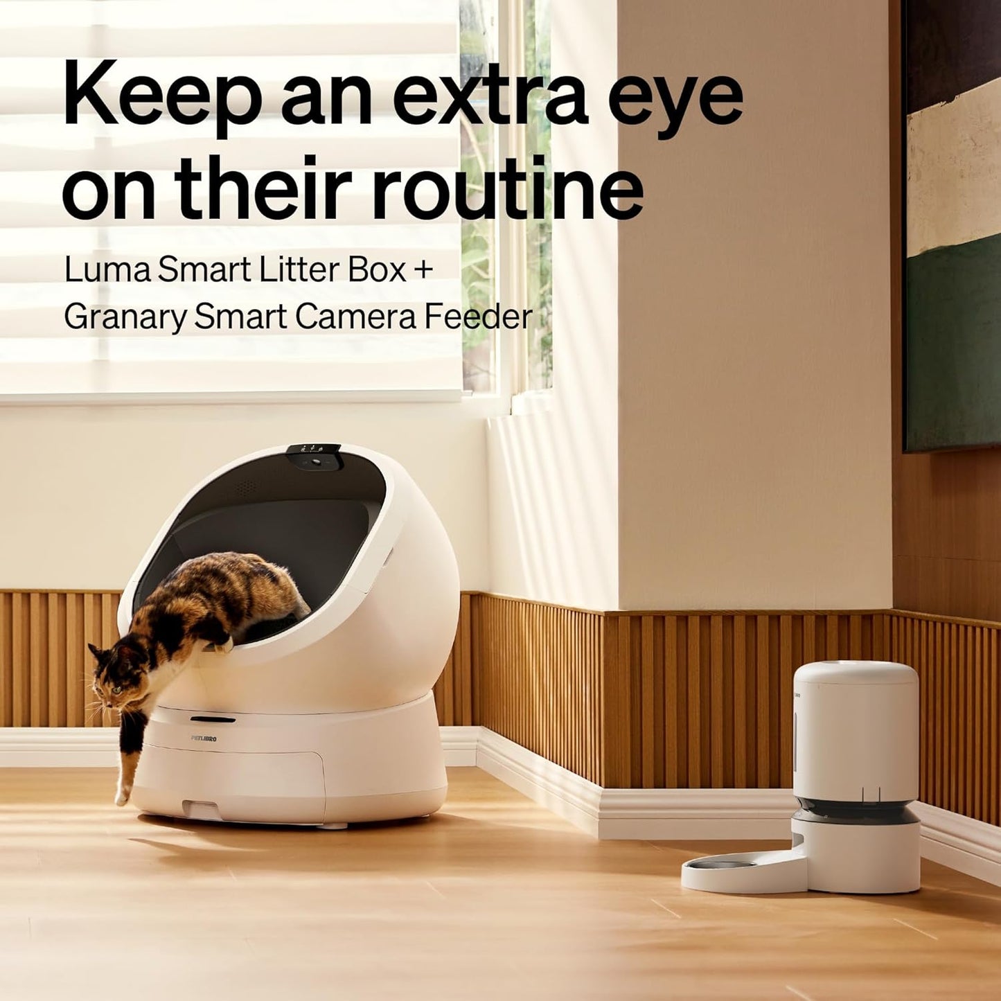 PETLIBRO Upgrade Luma Automatic Cat Litter Box + Automatic Cat Feeder with Camera, AI Camera Waste Analysis, Triple Safety Protection Self Cleaning Litter Box, Odor Control in-App Usage Tracking